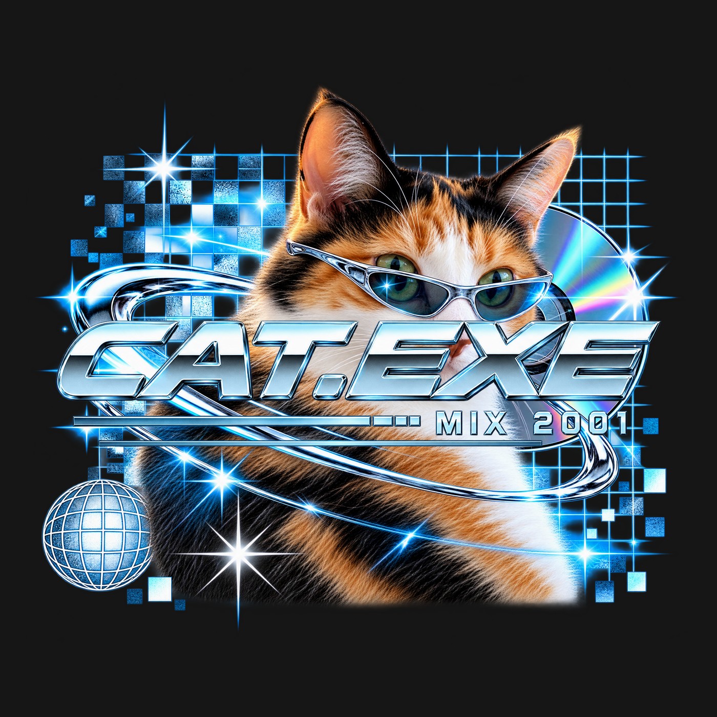 CAT.EXE Tシャツのデザイン(プリント部分・猫)