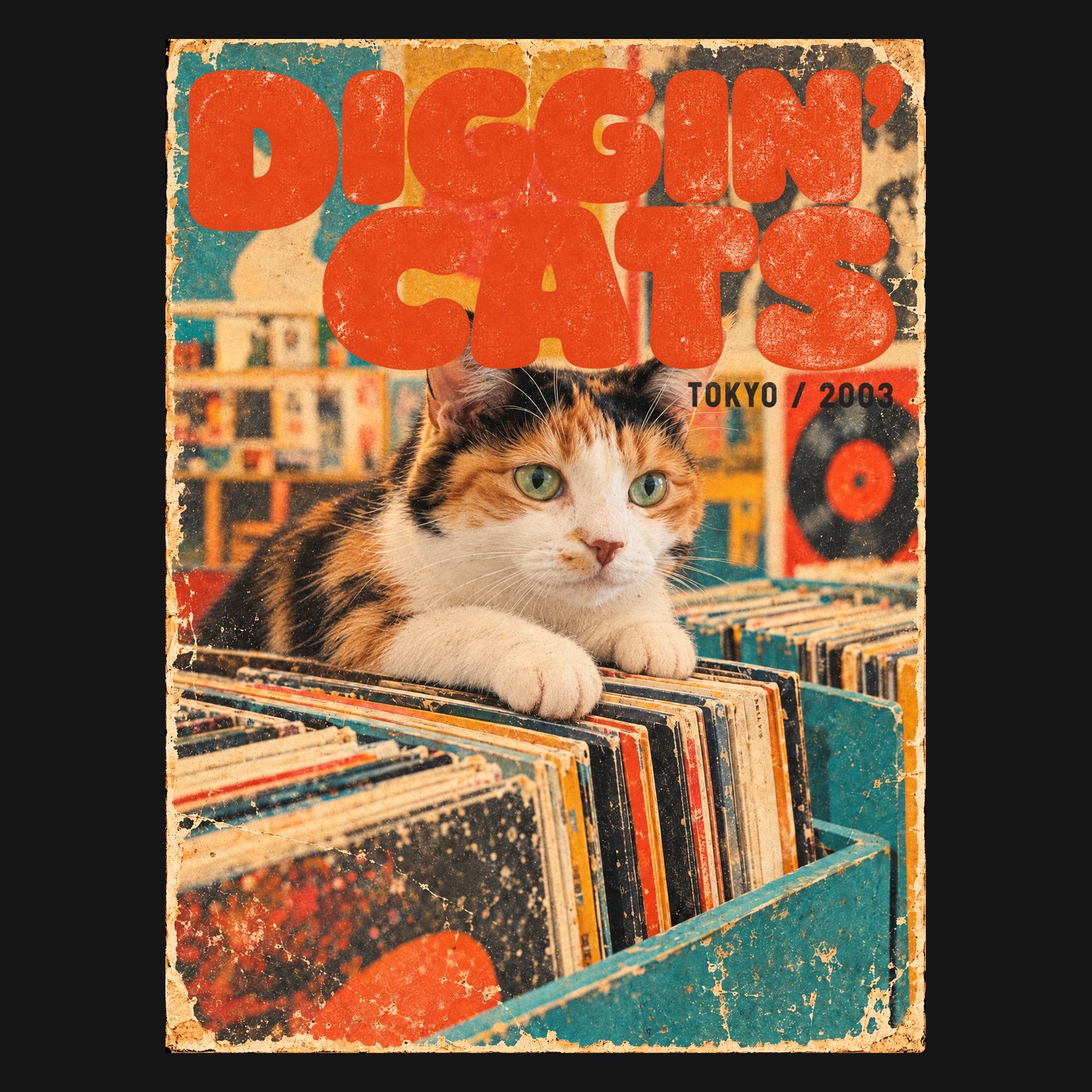 DIGGIN' CATS Tシャツのデザイン(プリント部分・猫)