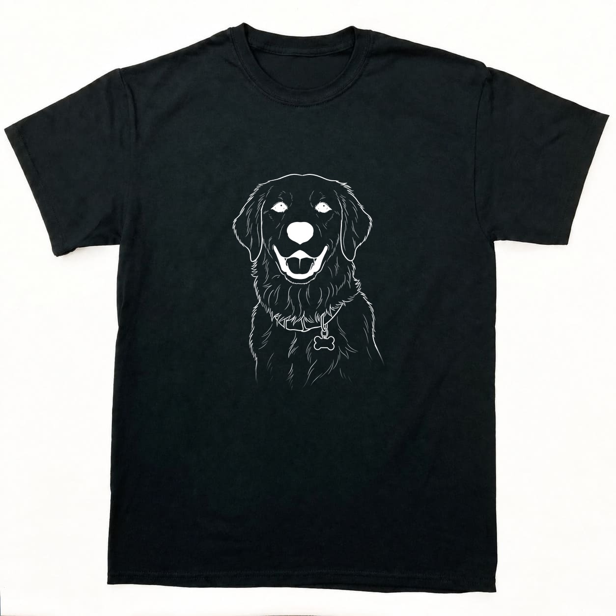 線画プリントTシャツの正面イメージ(ブラック)