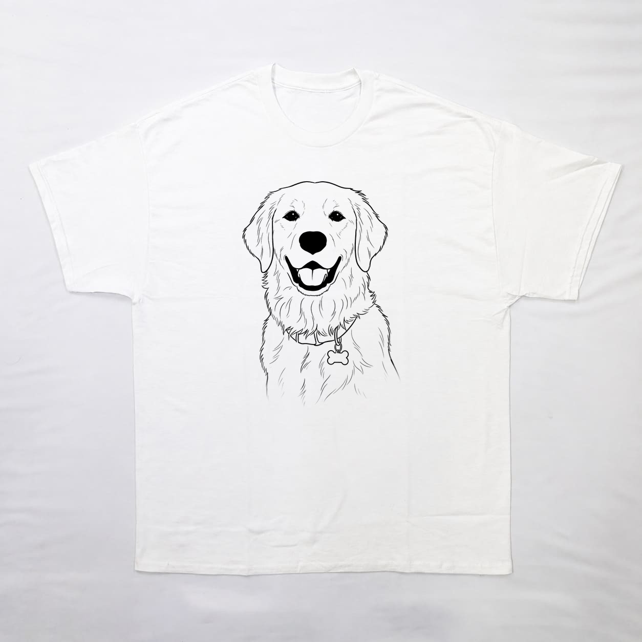 線画プリントTシャツの正面イメージ(ホワイト)