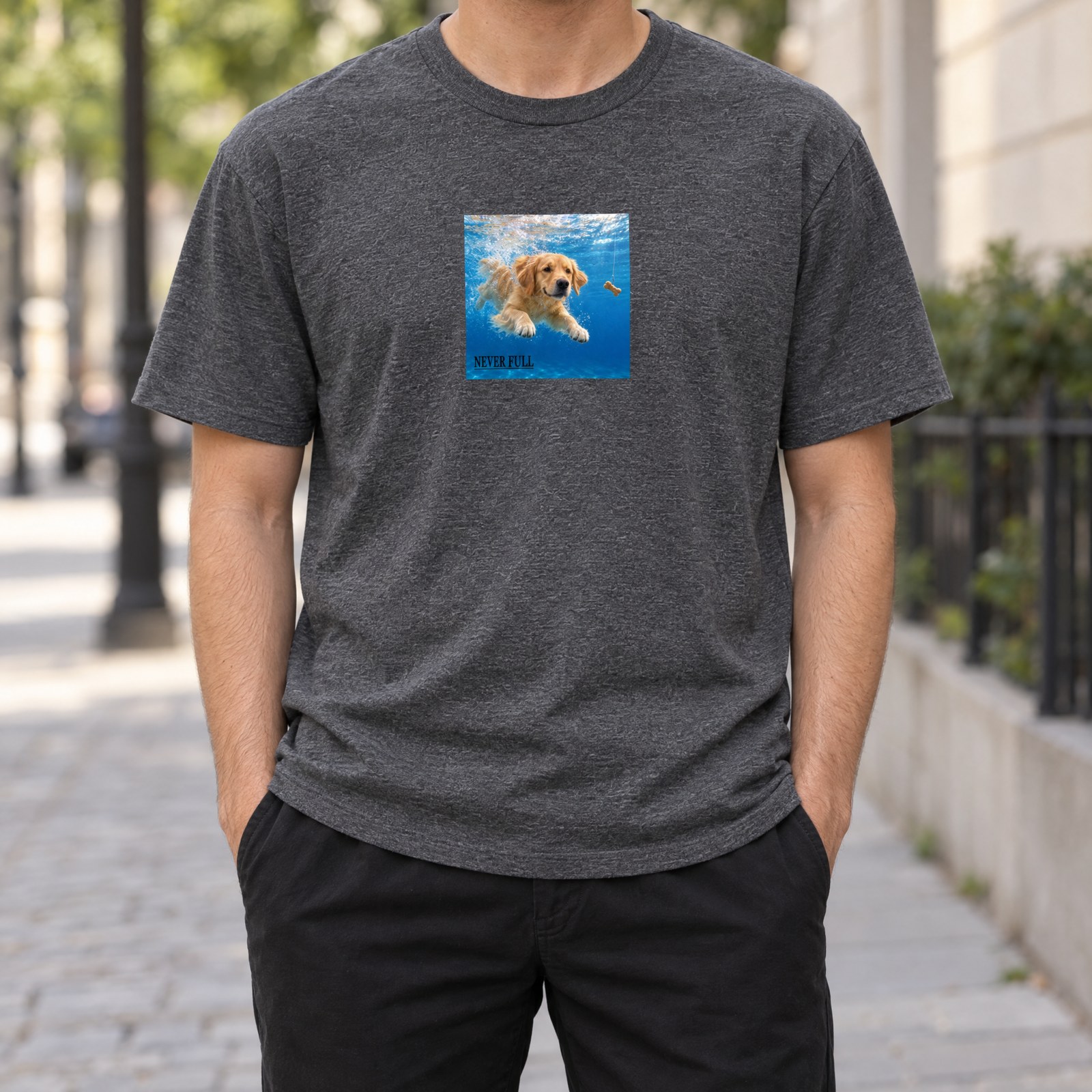 NEVER FULL Tシャツの着用イメージ(グレー)