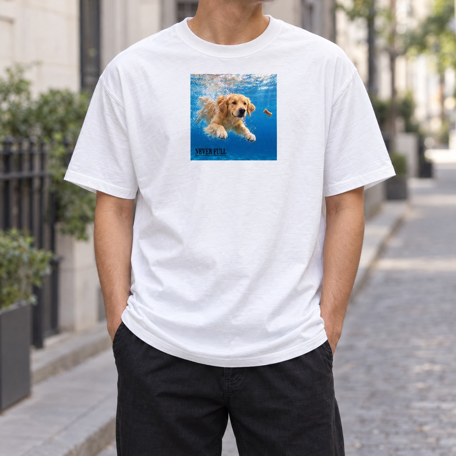 NEVER FULL Tシャツの着用イメージ(ホワイト)