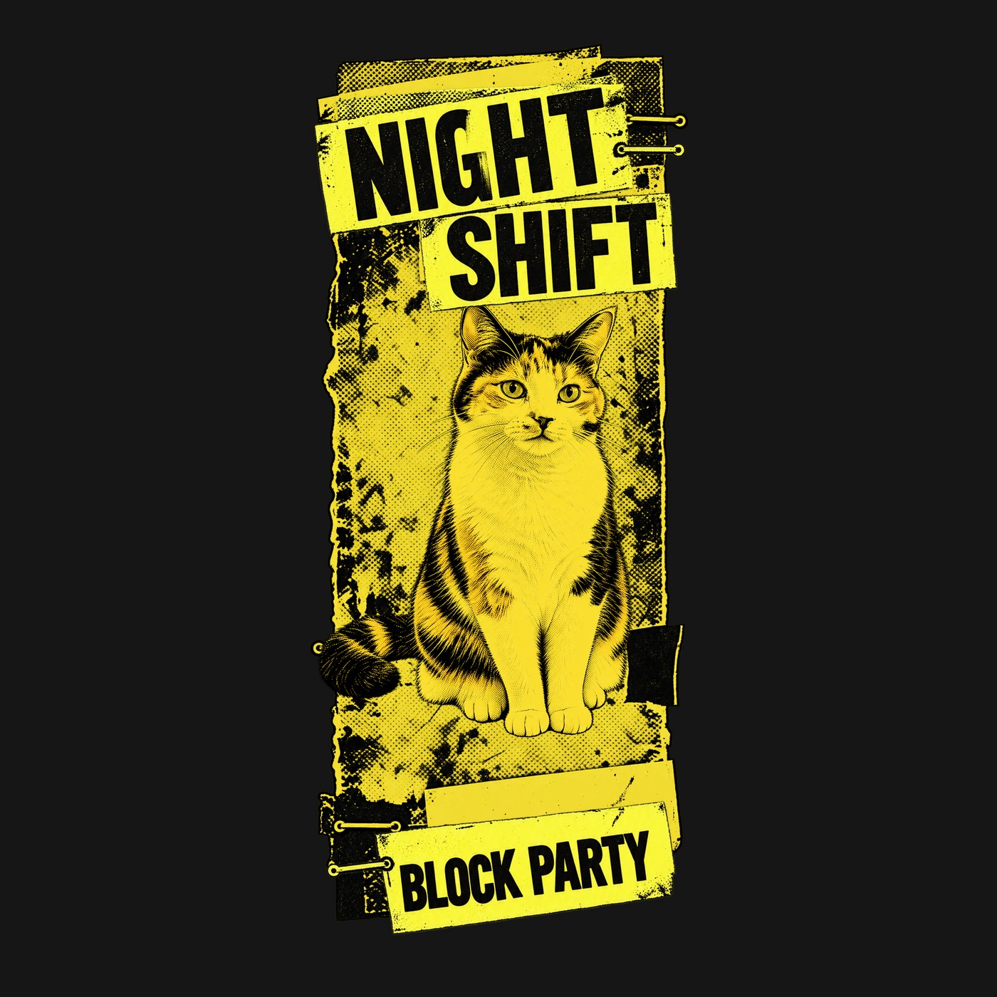 NIGHT SHIFT Tシャツのデザイン(プリント部分・猫)