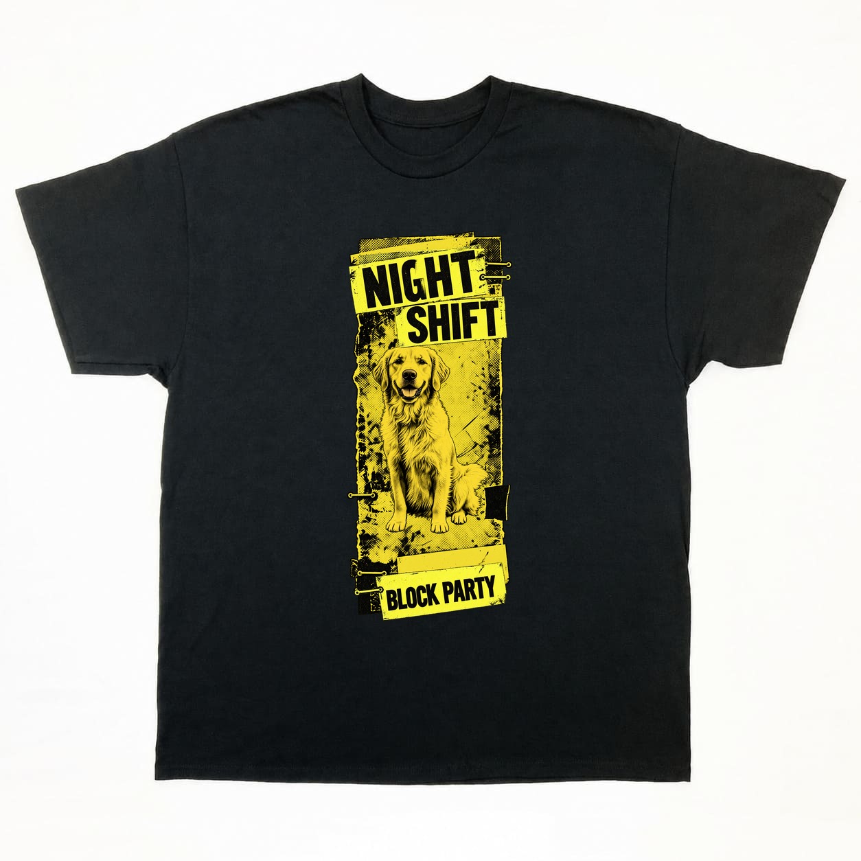 NIGHT SHIFT Tシャツの正面イメージ(ブラック・犬)