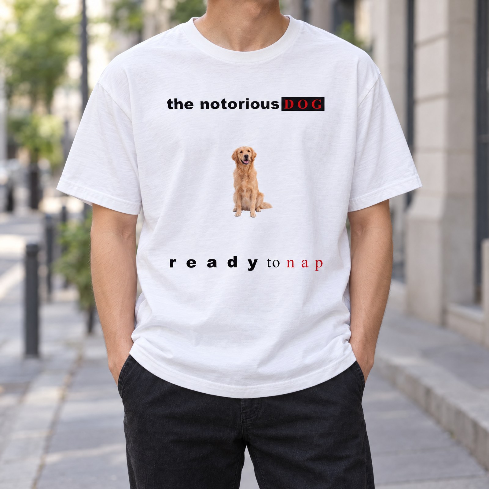 READY TO NAP Tシャツの着用イメージ(ホワイト)