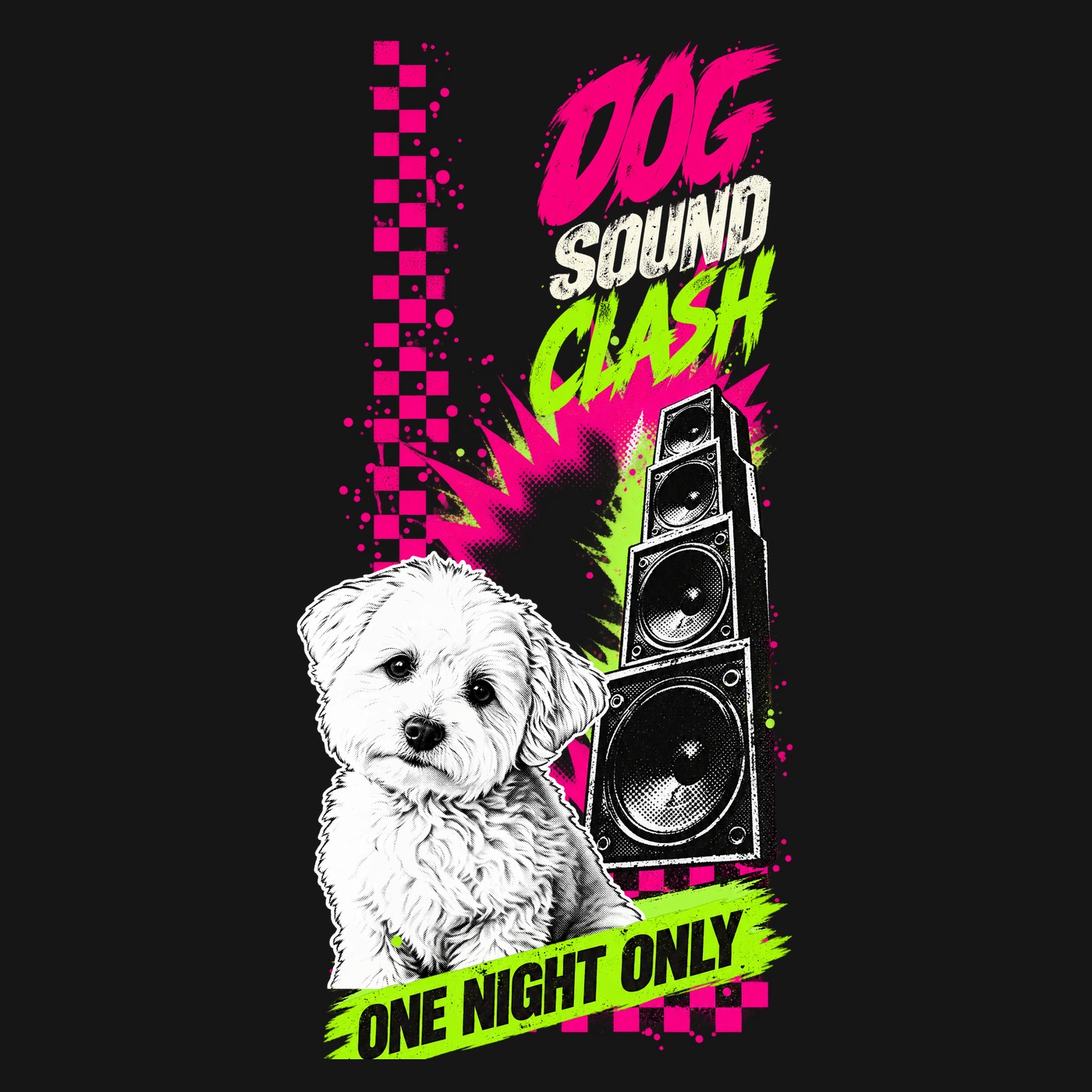 SOUND CLASH Tシャツのデザイン(プリント部分・犬)