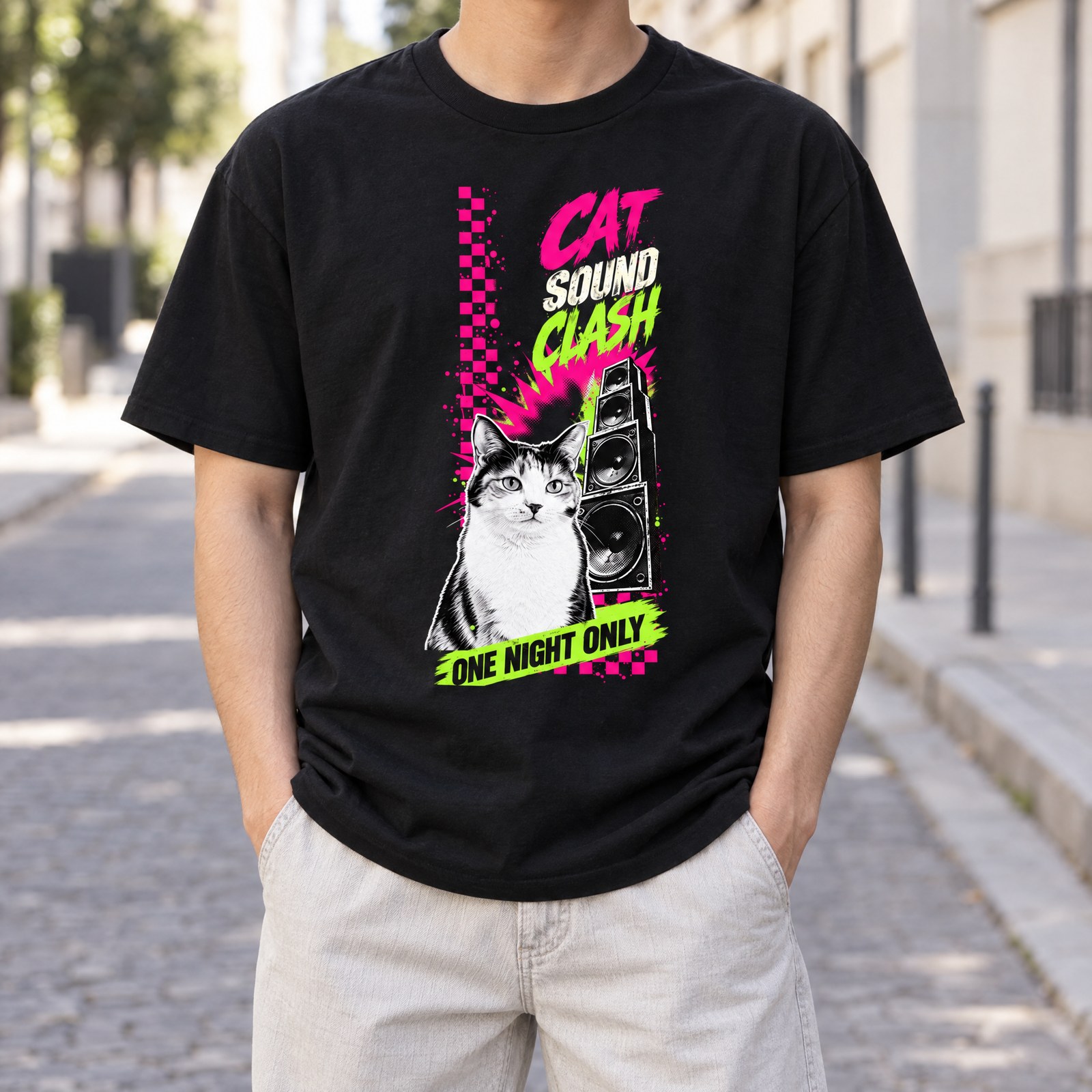SOUND CLASH Tシャツの着用イメージ(ブラック)