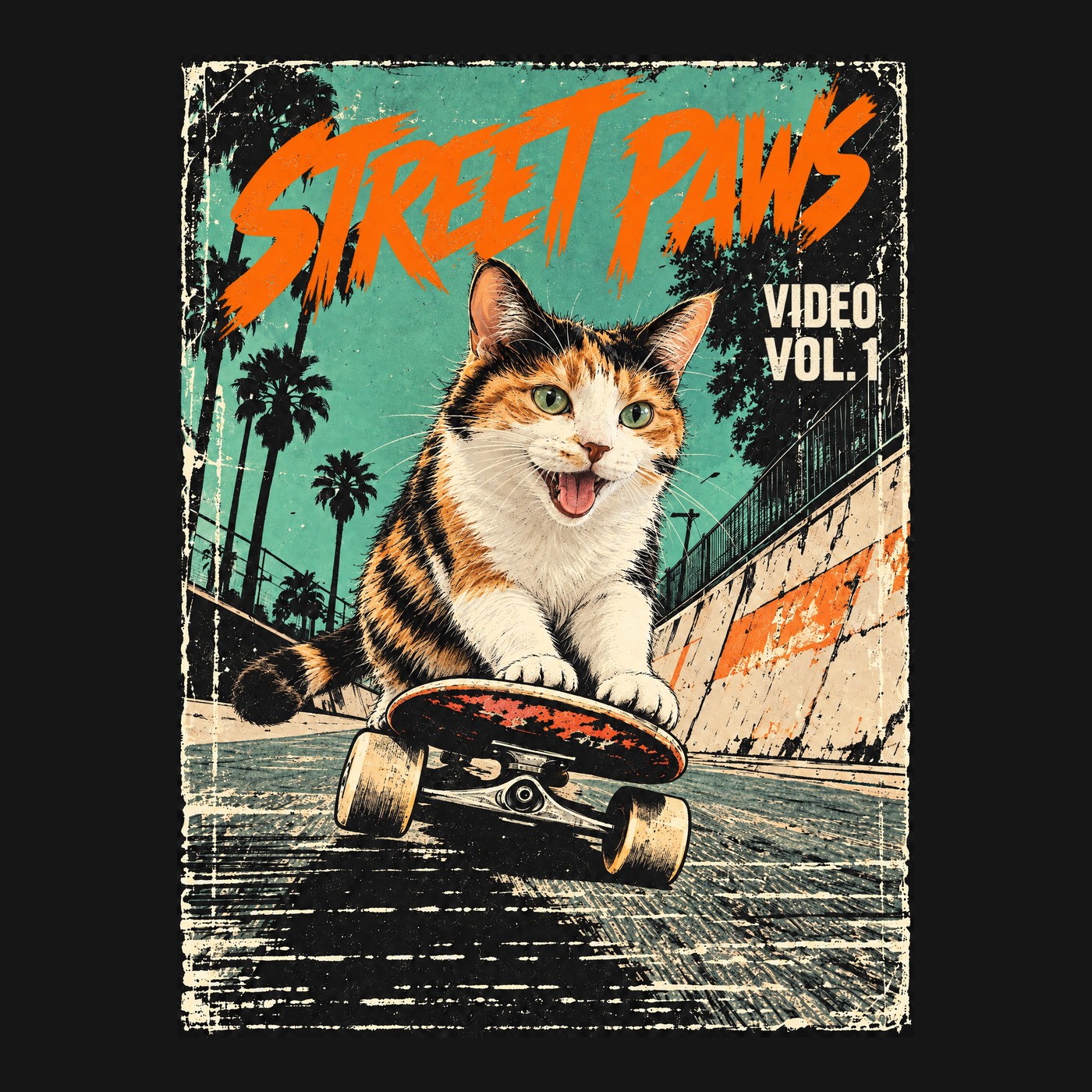 STREET PAWS Tシャツのデザイン(プリント部分・猫)