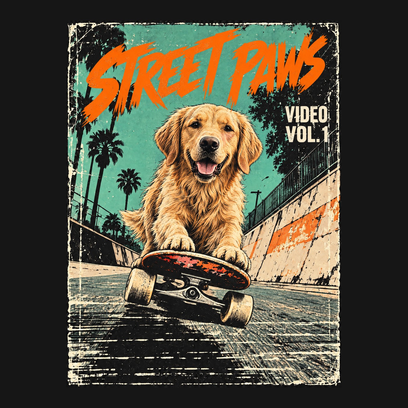STREET PAWS Tシャツのデザイン(プリント部分・犬)
