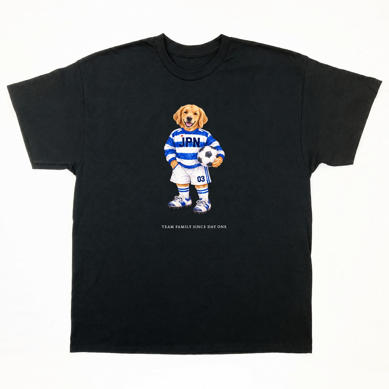 TEAM FAMILY Tシャツの正面イメージ(ブラック・犬)