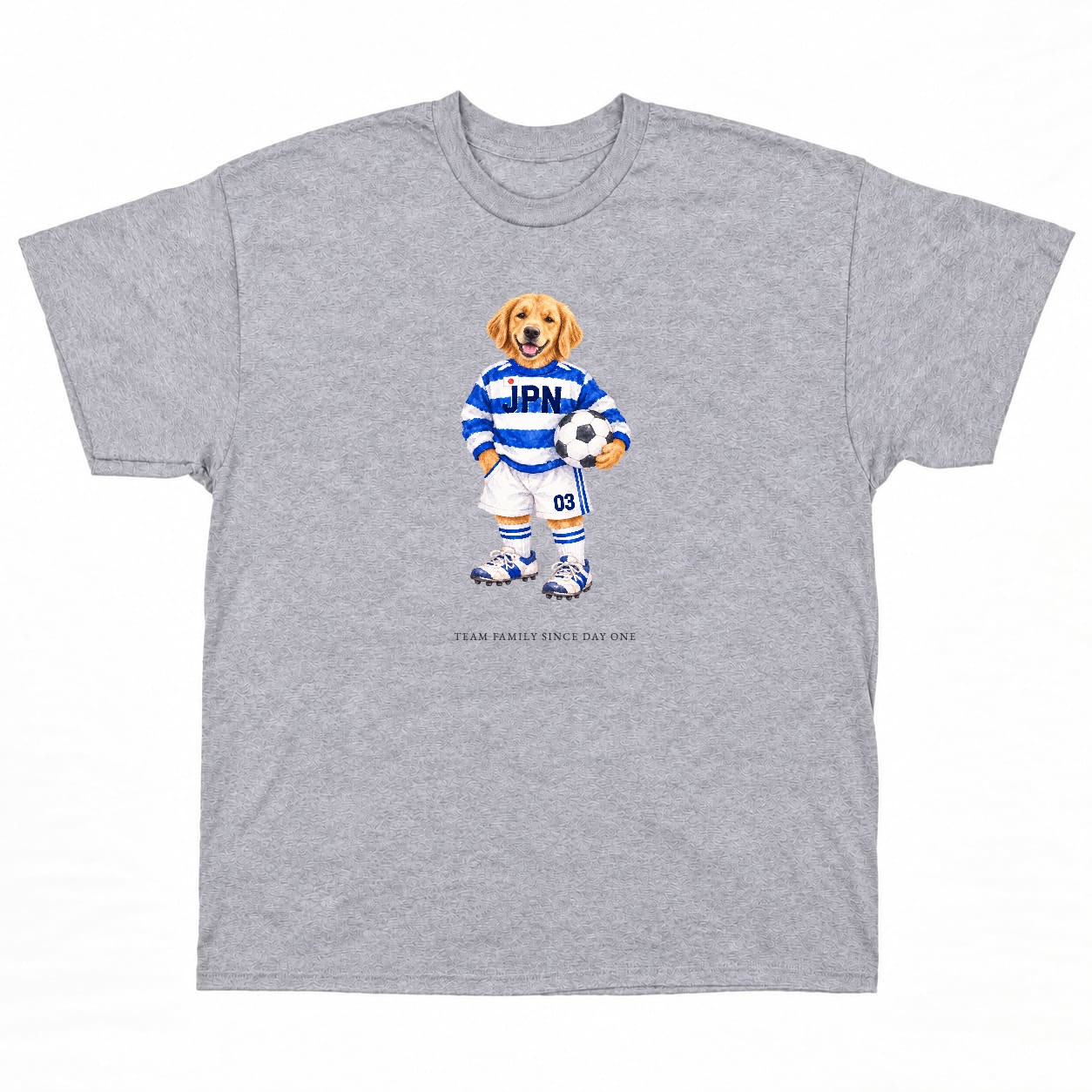 TEAM FAMILY Tシャツの正面イメージ(グレー・犬)