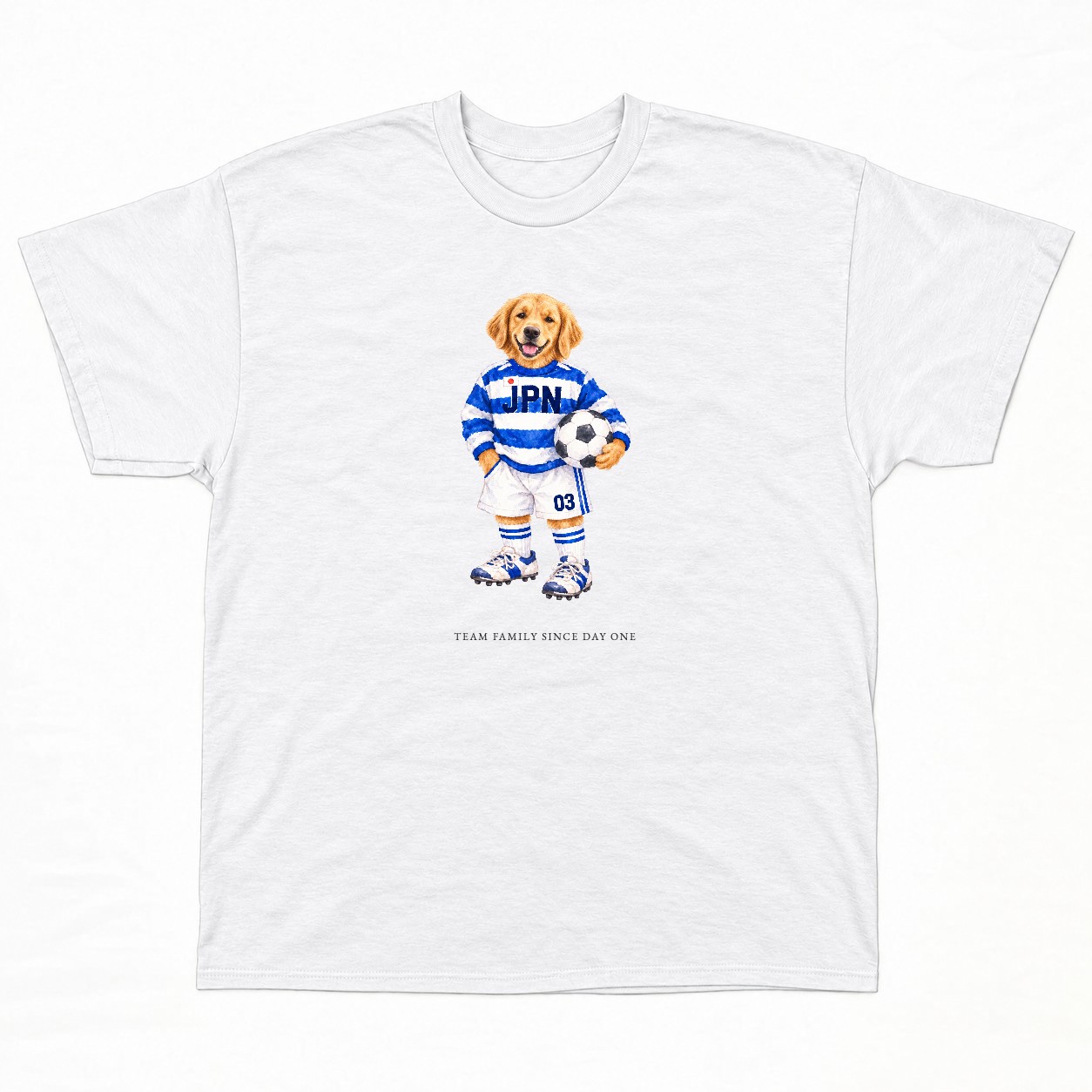 TEAM FAMILY Tシャツの正面イメージ(ホワイト・犬)